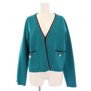 ニットジャケット風カーディガン 長袖 Vネック 2 青 2612-31320 /BM