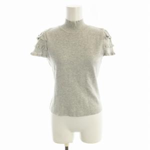 ニット カットソー 半袖 ハイネック フリル 38 ライトグレー TZ-528305 /EE