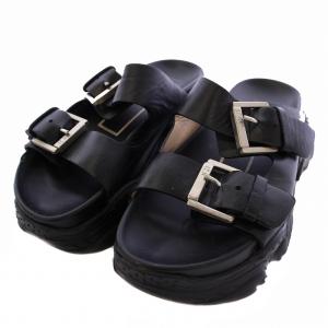 サンダル シューズ 厚底 ストラップ レザー 6 黒 /BM