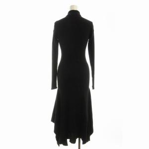Theory PANEL.DRESS ワンピース ひざ丈 リブ アシメトリー 長袖 P 黒 ブラック 01-730504-050-901