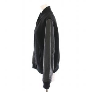 23区 スタジャン ジャケット ブルゾン ラムレザー切替 アウター 大きいサイズ 44 黒 /YM