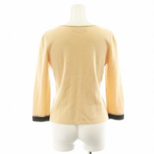 M'S GRACY ニット カットソー 長袖 スクエアネック リボン 38 ベージュ 黒 ブラック TZ-018324 /AN33