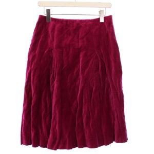 ボックスプリーツスカート ひざ丈 ベロア 38 ピンク 22452/1286 /KH