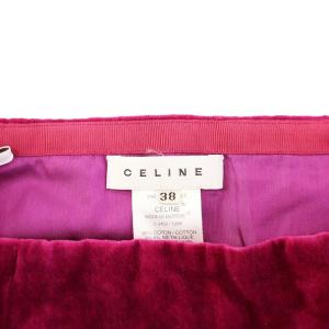CELINE ボックスプリーツスカート ひざ丈 ベロア 38 ピンク 22452/1286 /KH