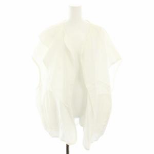 ビッグリネンブレンドフリルジレベスト 前開き 麻 リネン混 38 白 ホワイト YR2025-050SM