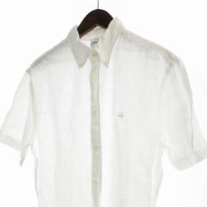 Brooks Brothers ボタンダウンシャツ カジュアル 麻 リネン 長袖 M 白 ホワイト /RO