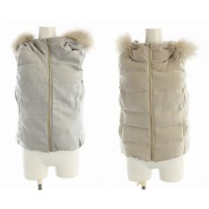 美品　ANAYI ケーブルニット　ダウンベスト　フォックス　ファー　グレー 18AW リバーシブル ダウンベスト フォックスファー フード付き