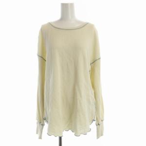 カットソー ワッフル メロー 長袖 F アイボリー 青 ブルー 1120248902552 /RO