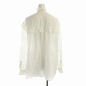 Spick&Span シャツ ブラウス フリル バンドカラー 長袖 白 ホワイト 21-051-200-2072-1-0 /RO