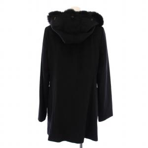 Max Mara STUDIO フードコート ファー 40 ブラック