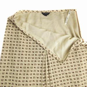 BURBERRY LONDON フレアスカート ひざ丈 総柄 ロゴ 40 ベージュ 茶 ブラウン FXA85-068 /RO