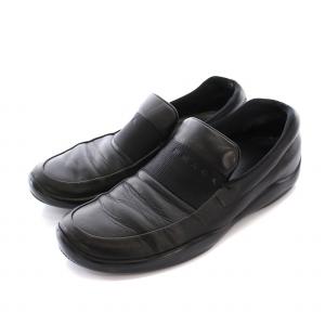 レザー スリッポン スニーカー ローファー 6.5 黒 /YM