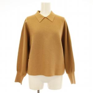 23AW ミラノドルマンプルオーバー A0333KSW403 ニット 長袖 衿付き ウール 茶 ブラウン