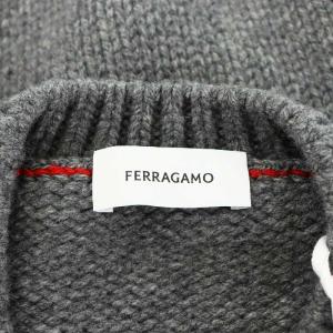 Salvatore Ferragamo ニット セーター 長袖 ロゴ ウール カシミヤ混 XL グレー 122656