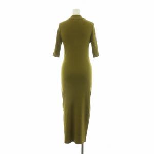 TED BAKER リブニットワンピース ロング 半袖 スキッパー M カーキ /NQ