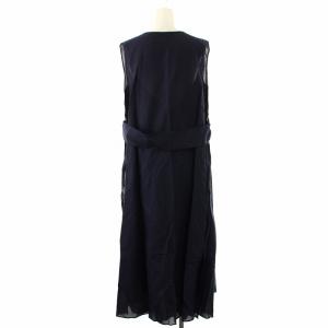 PLAIN PEOPLE ワンピース フレア ロング ノースリーブ アンダードレス付き 3 紺 ネイビー /DK