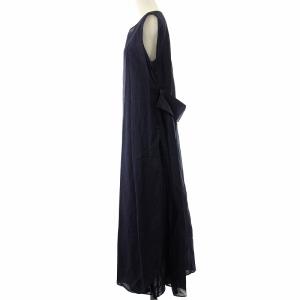 PLAIN PEOPLE ワンピース フレア ロング ノースリーブ アンダードレス付き 3 紺 ネイビー /DK