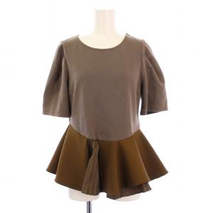 VOLUME FLARE CS ボリュームフレアカットソー 半袖 クルーネック プリーツ 切替 ストレッチ