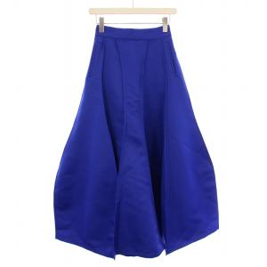 フレアスカート マキシ ロング 無地 36 青 ブルー /BB