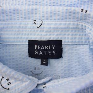 PEARLY GATES ゴルフウェア ポロシャツ 半袖 レギュラーカラー ワッフル生地 ストレッチ ストライプ柄 総柄 ロゴ 刺繍