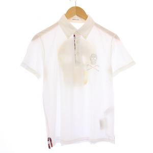 MARK&LONA ポロシャツ 半袖 ボタンダウン レギュラーカラー ストーン 装飾 スカル柄 ドクロ柄 バック刺繍 ストレッチ