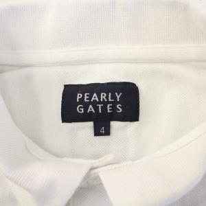 PEARLY GATES ゴルフウェア ポロシャツ 半袖 レギュラーカラー ロゴ 刺繍 プリント 鹿の子 4 白 ホワイト /BB