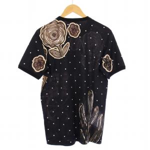 DOLCE&GABBANA Tシャツ カットソー 半袖 総柄 ドット 48 ブラック /KH