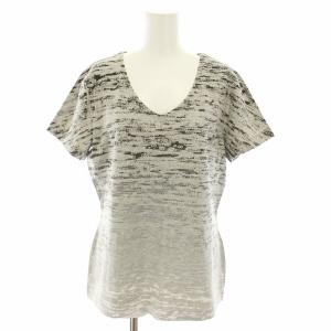 Tシャツ カットソー Vネック 半袖 ロゴ総柄 L グレー 黒 ブラック 5004394 /YT