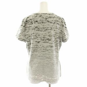 ESCADA Tシャツ カットソー Vネック 半袖 ロゴ総柄 L グレー 黒 ブラック 5004394 /YT