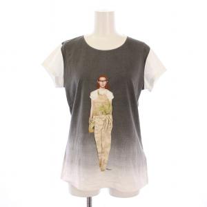 Tシャツ カットソー 半袖 クルーネック プリント 44 白 グレー /BM
