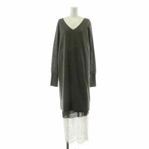 24AW レースコンビニットセットワンピース ロング 切替 F グレー ホワイト 24040900375030