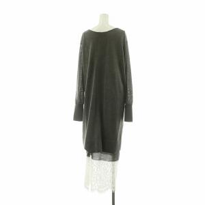 IENA 24AW レースコンビニットセットワンピース ロング 切替 F グレー ホワイト 24040900375030