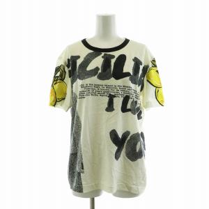 Tシャツ 半袖 総柄 レモンモチーフ 46 アイボリー ブラック /NQ