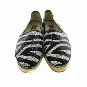 DOLCE&GABBANA スパンコールエスパドリーユシューズ スリッポン US6 24cm ブラック ホワイト /NQ