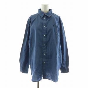 Polo by Ralph Lauren タグ付き オーバーサイズ フィット コットン ツイル シャツ ブラウス 長袖 M ブルー WMPOSHTNDN20248