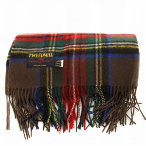 TWEEDMILL ストール チェック柄 ウール 大判 茶 マルチカラー /G