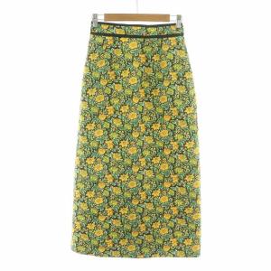 タグ付き ソレイアード SOULEIADO 23AW フラワープリントタイトスカート ロング 34 イエロー