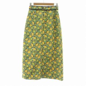 TOMORROWLAND タグ付き ソレイアード SOULEIADO 23AW フラワープリントタイトスカート ロング 34 イエロー