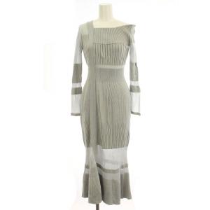 23SS シアーブロッキングニットワンピ SWNO231111 アシンメトリー ワンピース リブニット