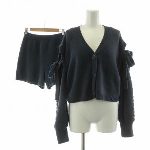 セットアップ エアリーモコ ショートパンツ ハーフ カーディガン F ネイビー PWNT222031 PWNT222030
