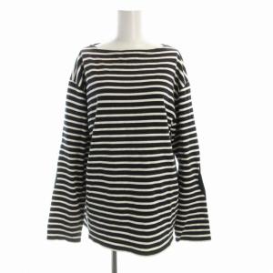 Tシャツ カットソー ボートネック 長袖 黒 ブラック 白 ホワイト /RO