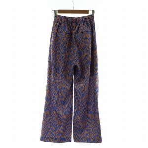 Ameri VINTAGE GEOMETRIC PATTERN LOOSE PANTS ワイドパンツ バギー 柄 S オレンジ ブルー
