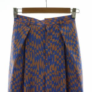 Ameri VINTAGE GEOMETRIC PATTERN LOOSE PANTS ワイドパンツ バギー 柄 S オレンジ ブルー