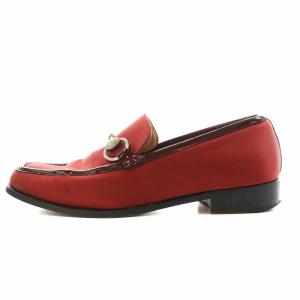 GUCCI ホースビット ローファー スクエアトゥ サテン 6B 赤 レッド 0399 /AN7