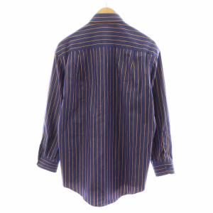 GUCCI シャツ 長袖 ストライプ柄 コットン 39 15 1/2 青 ブルー 黄 イエロー /AN32