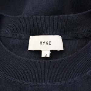 HYKE スウェット トレーナー 長袖 クルーネック ストレッチ 無地 シルク混 3 紺 ネイビー /BB