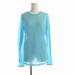 Cotton nylon seer L/S カットソー シアー シースルー クルーネック 長袖 F ライトブルー