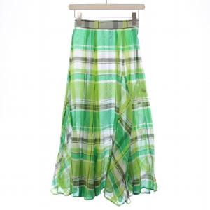 SHEER CHECK FLARE SKIRT シアーフレアチェックスカート マキシ ロング ペチコート付き