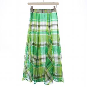 Ameri VINTAGE SHEER CHECK FLARE SKIRT シアーフレアチェックスカート マキシ ロング ペチコート付き