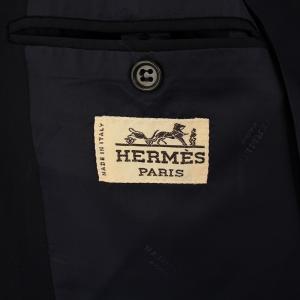 HERMES テーラードジャケット 金ボタン ウール カシミヤ混 48